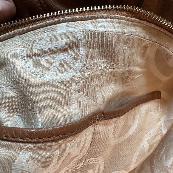 Michael Kors Brown Pebbled Leather Two Way Shoulder Crossbody Slouchy Bag, Fair - Picture 12 of 15